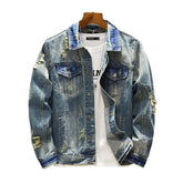 Men's Nostalgic Ripped Slim-fit Denim Jacket